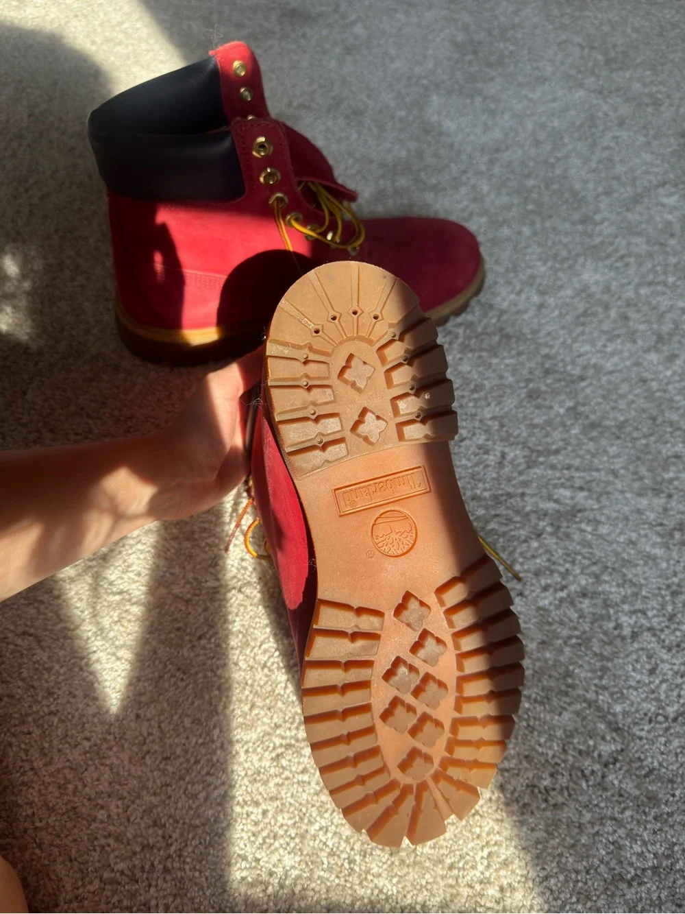 Limited Release Timberland Red Nubuck Work Boots with Tan Outsole
